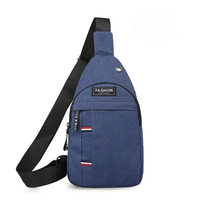 Factory Wholesale Cheap Sling Bag Outdoor Travel Men Crossbody Chest Bag With Headphone Plug