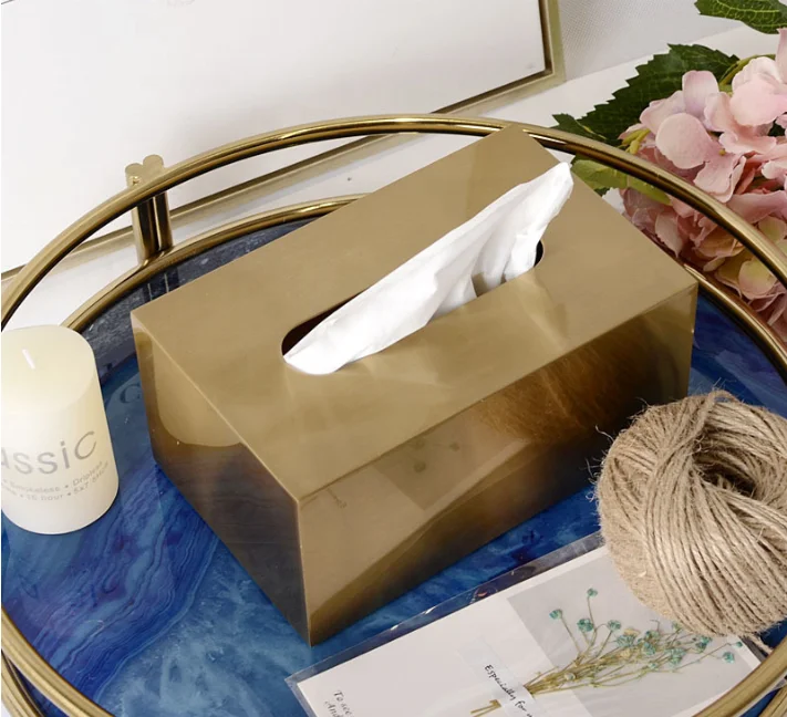 Hot selling tissue boxes metal minimalist luxury hotel home decoration Holder Case