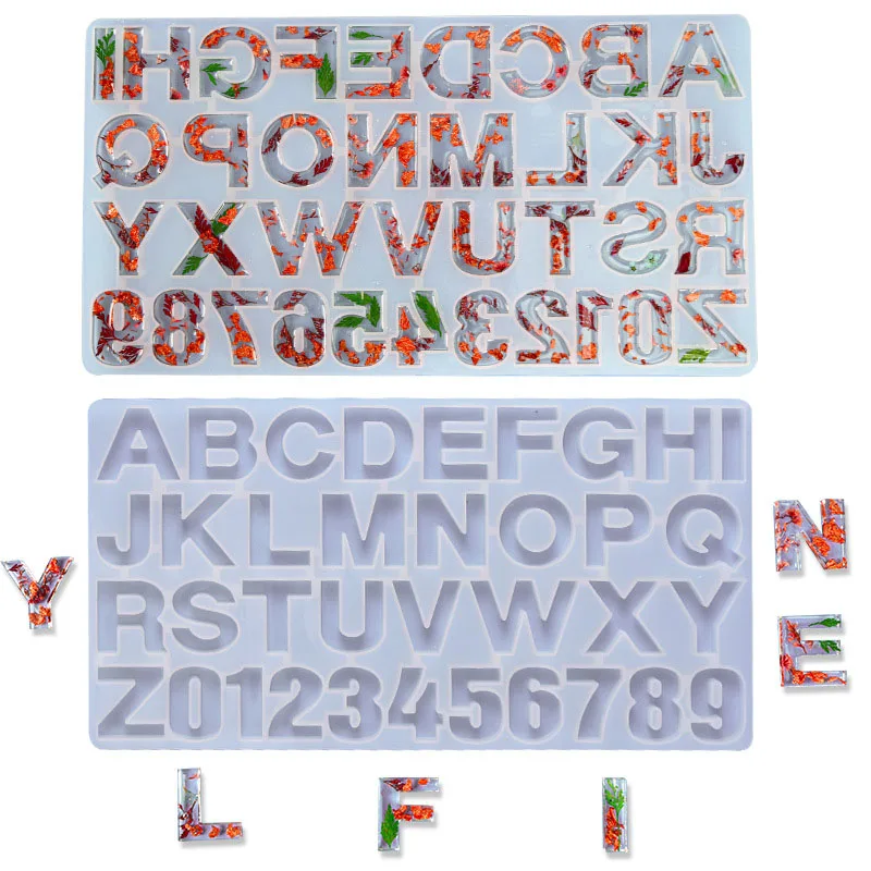 English Letter Numbers Silicone Mold A-z Alphabet Crystal Epoxy Molds Letters Pendant Resin Molds