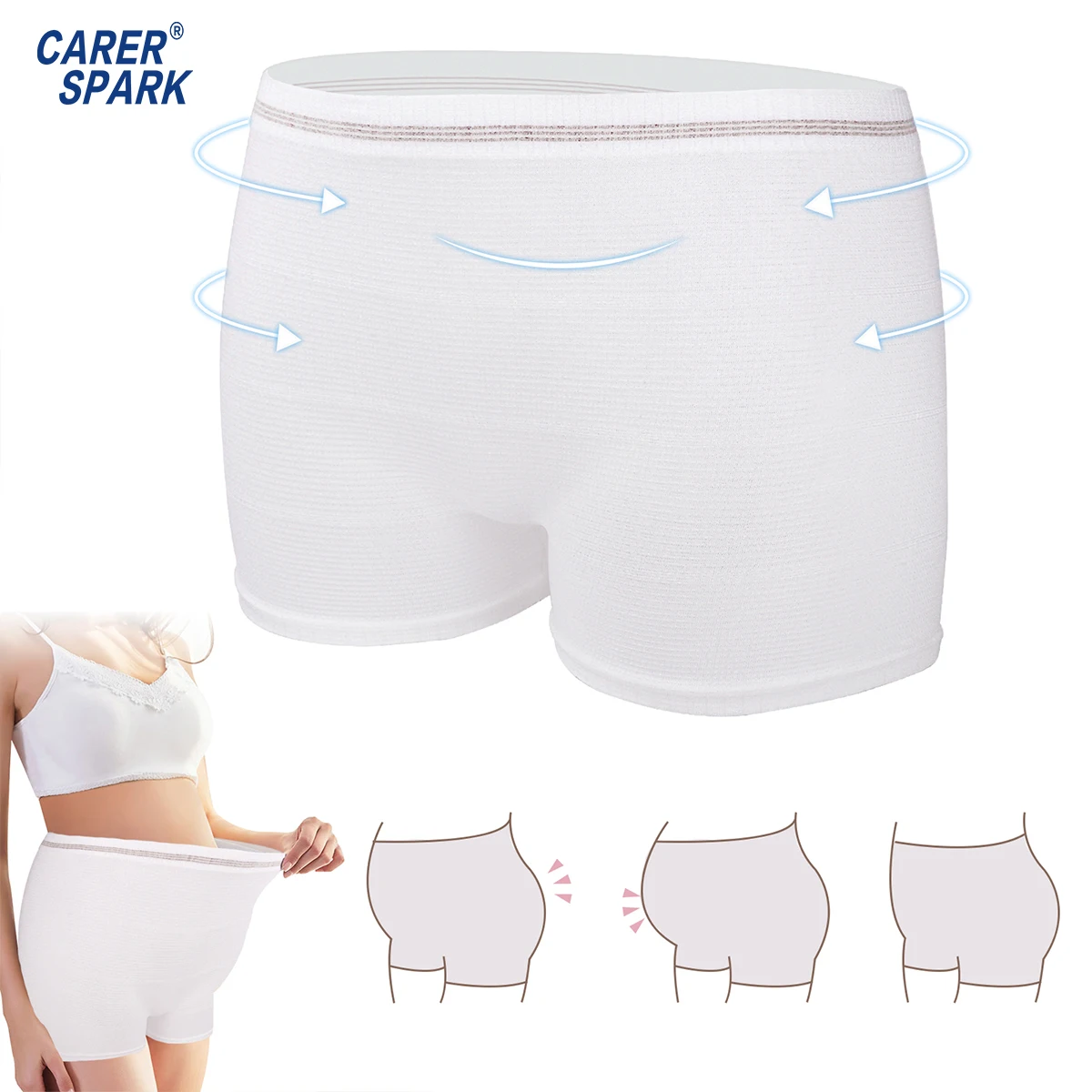2455 Seamless Latex Free Breathable High Waist Postpartum Boyshort High Elasticity Mom Disposable Underwear