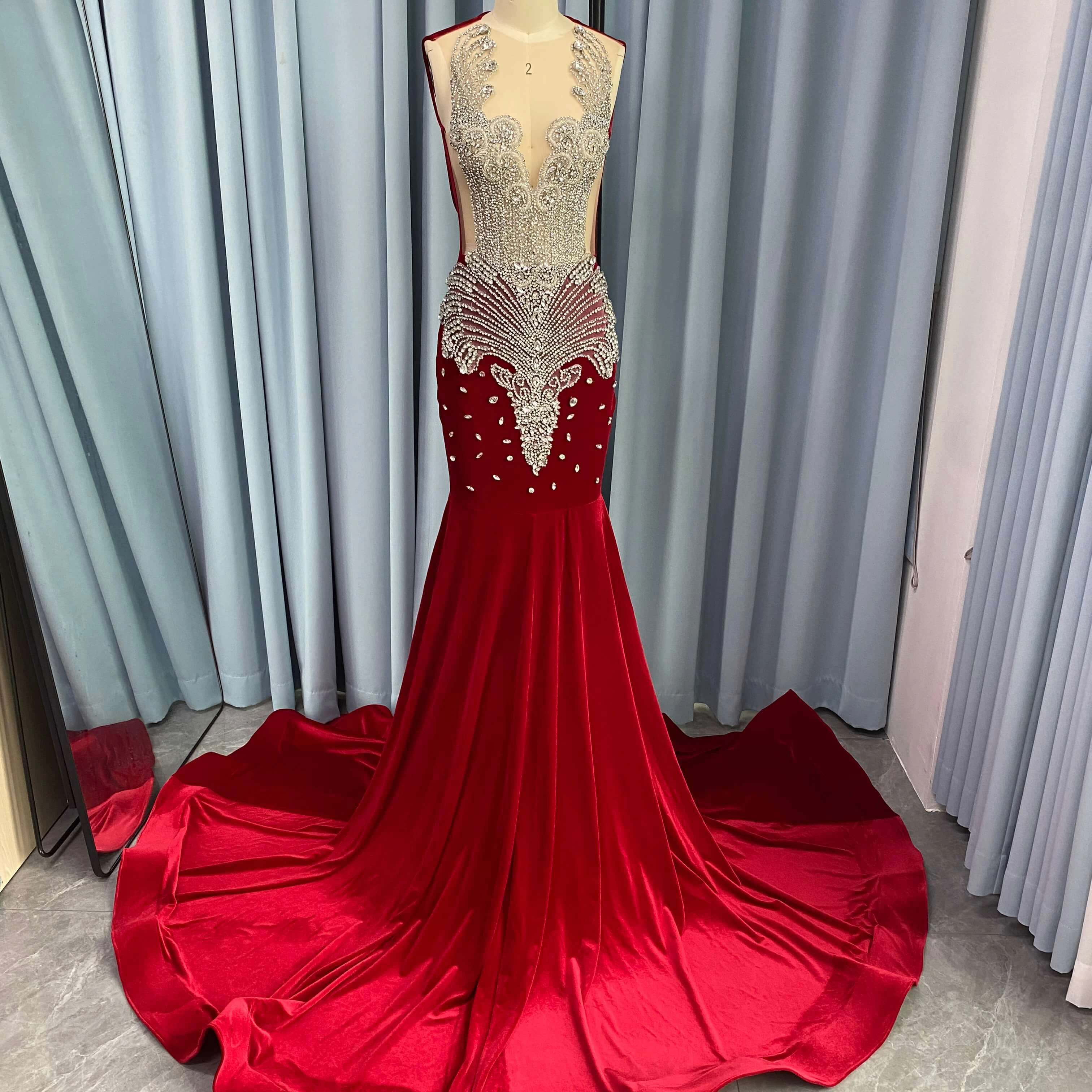 luxury dubai evening evening dresses ball gown velvet  black plus size clothing cocktail dress sweep train