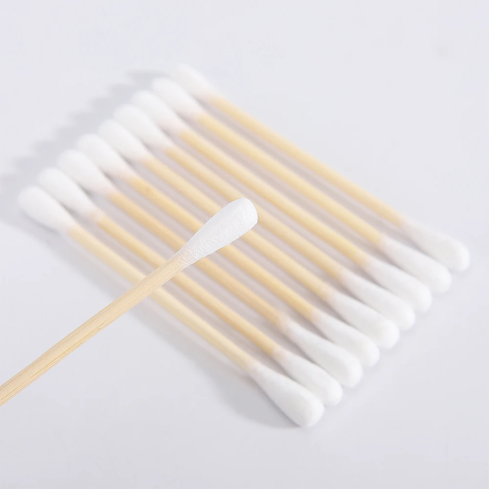 Easy take plastic free double q tips bamboo stick cotton swab medical use disposable applicator cotton buds cotton ear buds