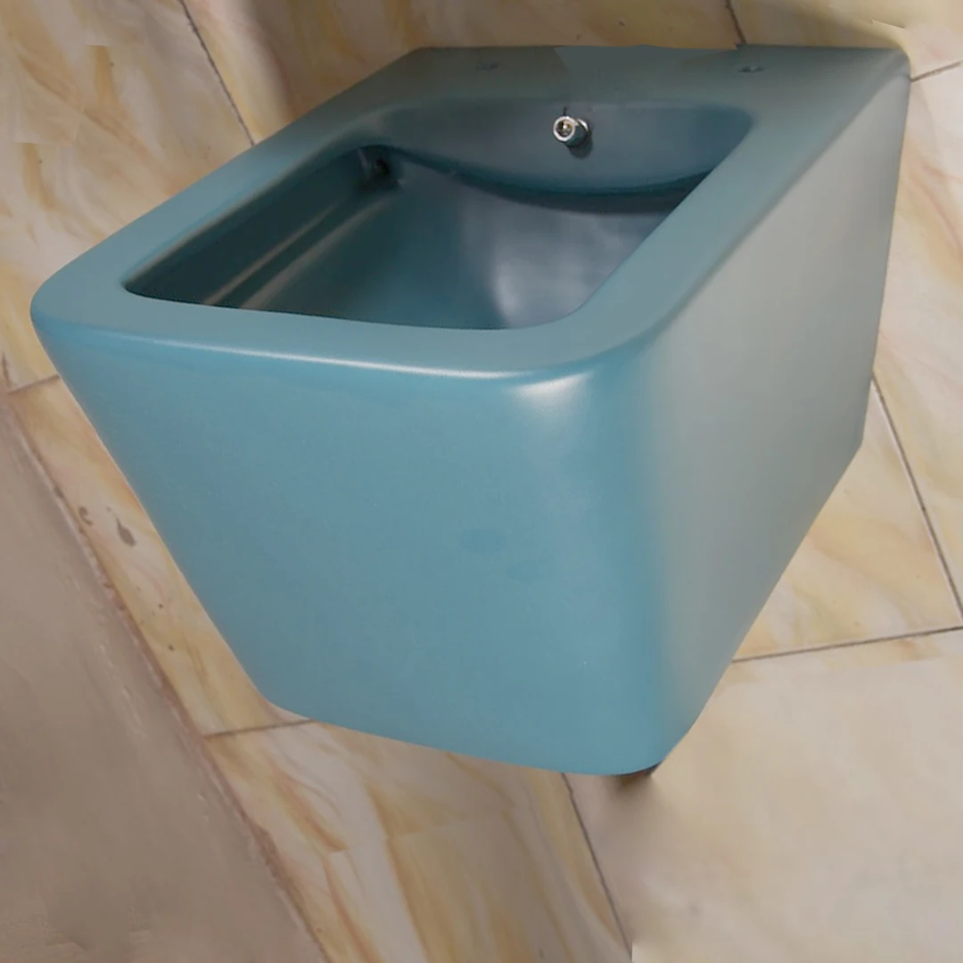 blue wc bathroom porcelain one piece toilet W/C washdown closet  indoor bathroom set wall hung tank united p-trap WC for hotel