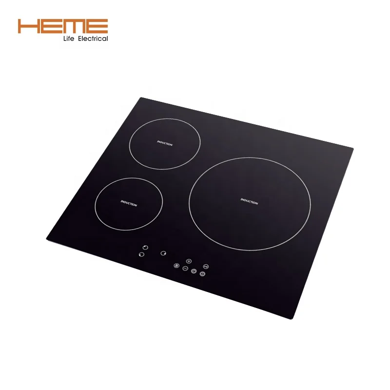 invisible induction hob OEM Built in Kitchen Cooker 60 cm Black Glass Touch Control Electric 3 Burner Induction Hob With CB