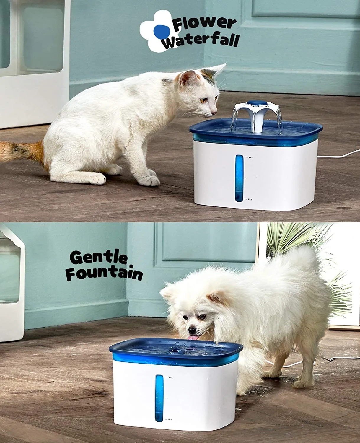 Pet Fountain, Automatic Cat Water Fountain Dog Water Dispenser with Smart Pump for Cats, Dogs, Multiple Pets