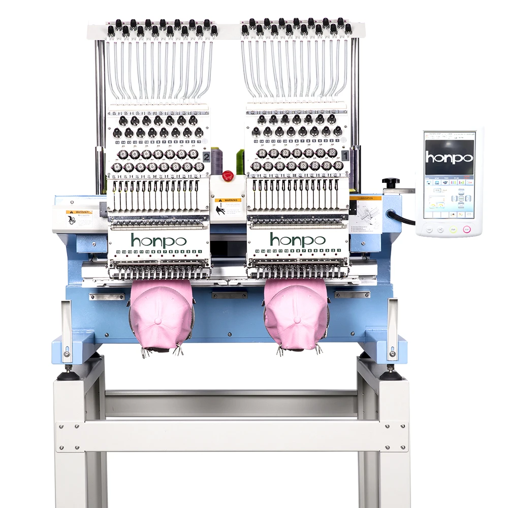 honpo Best 2  Heads Embroidery Machine 15 Needles for Caps T-shirts Pants Clothes with Computerized Embroidery
