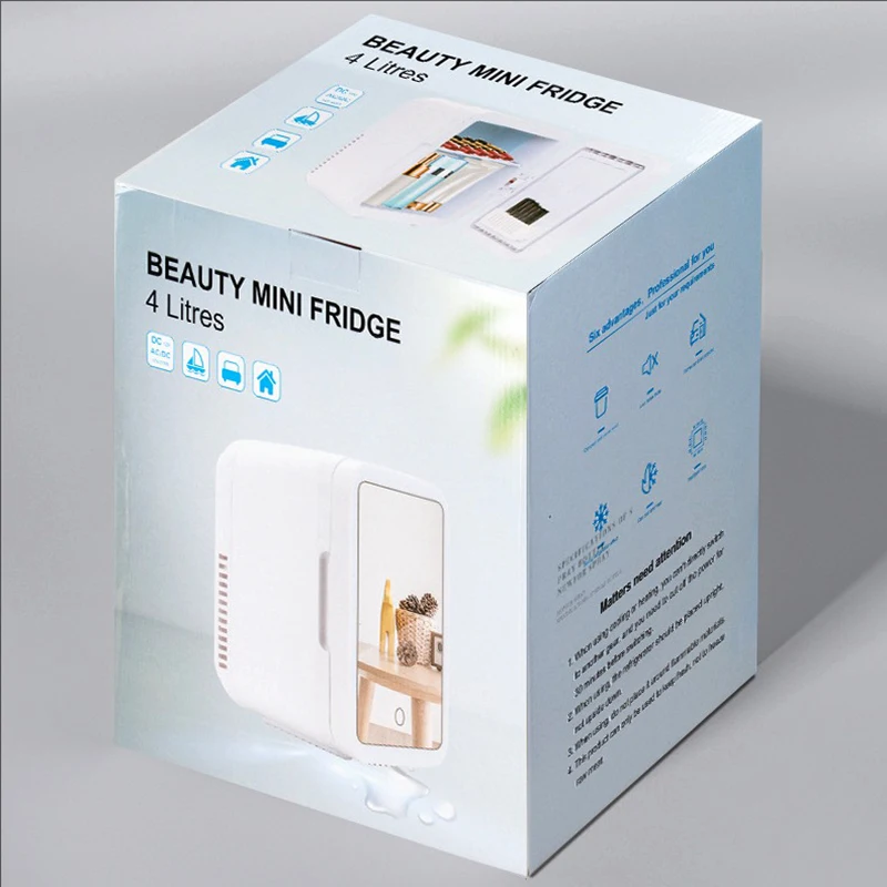 Car beauty refrigerator 4L touch light makeup mirror mini mini refrigerator Home car dual use skin care mask cooler
