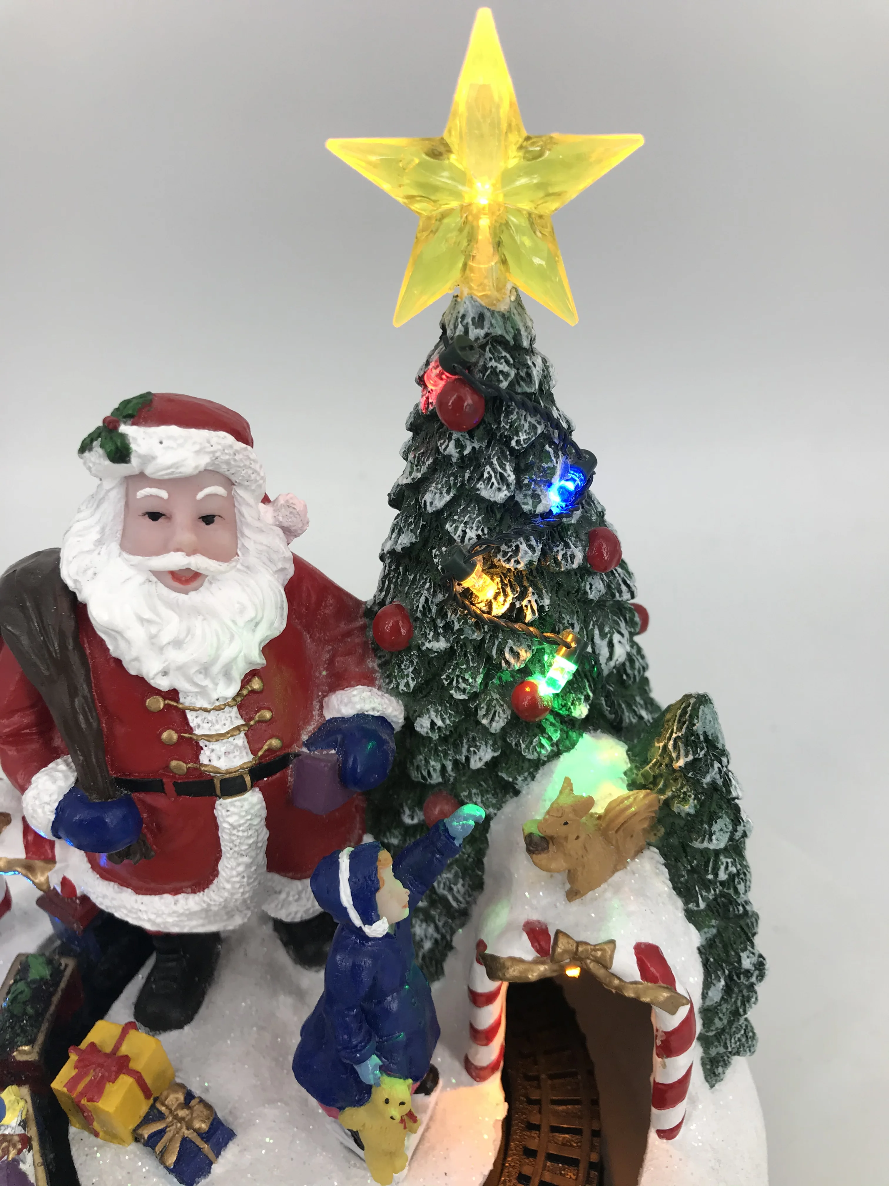 Santa Claus Holiday Turning LED light Christmas music box