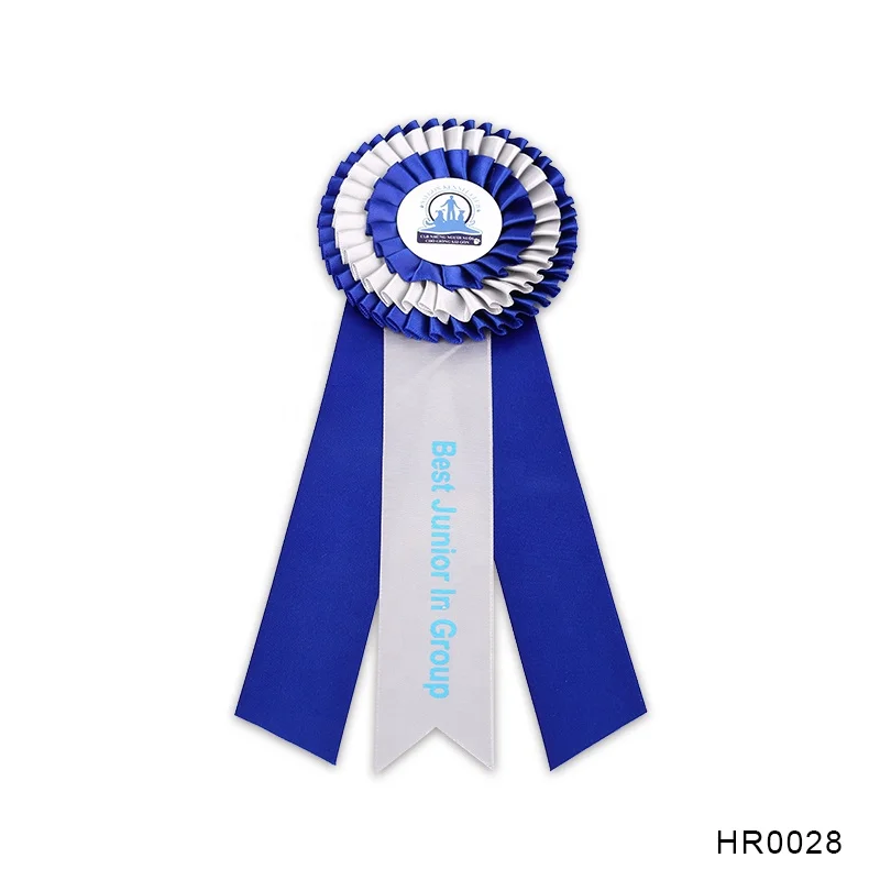 Factory handmade triple layer award ribbon rosette for horse race,horse sport ribbon rosettes flower