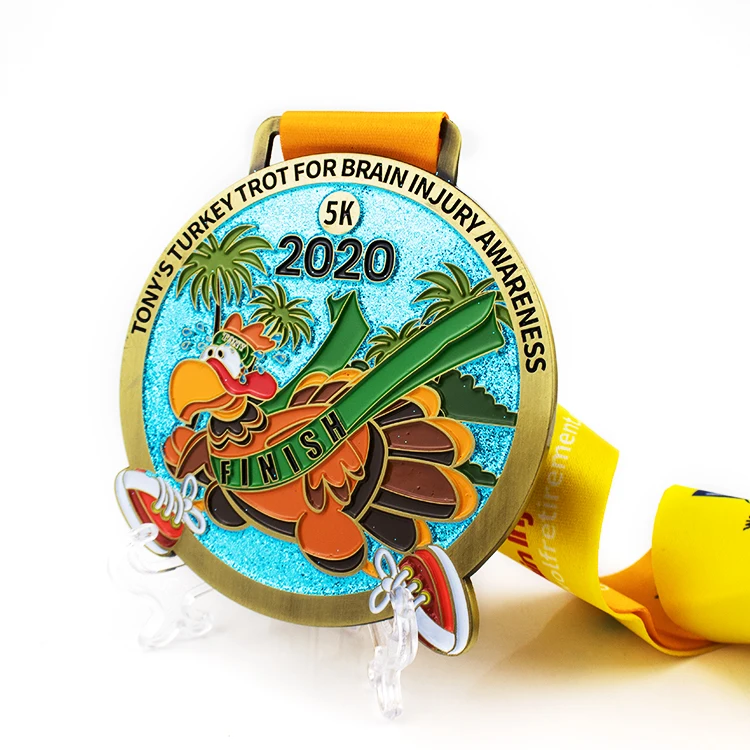 Медаль из цинкового сплава с 3D блестками, медаль с цветным покрытием, 5 км, медаль для гонок, бега, занятий спортом, Турция, финишная индивидуальная медаль