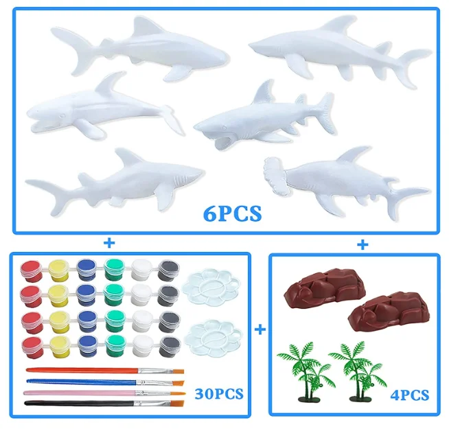 DIY Kit Craft & Art Set Painting kids Make your own sea Animal Figurines 3D painting Plaster kit for kids boys girls gift