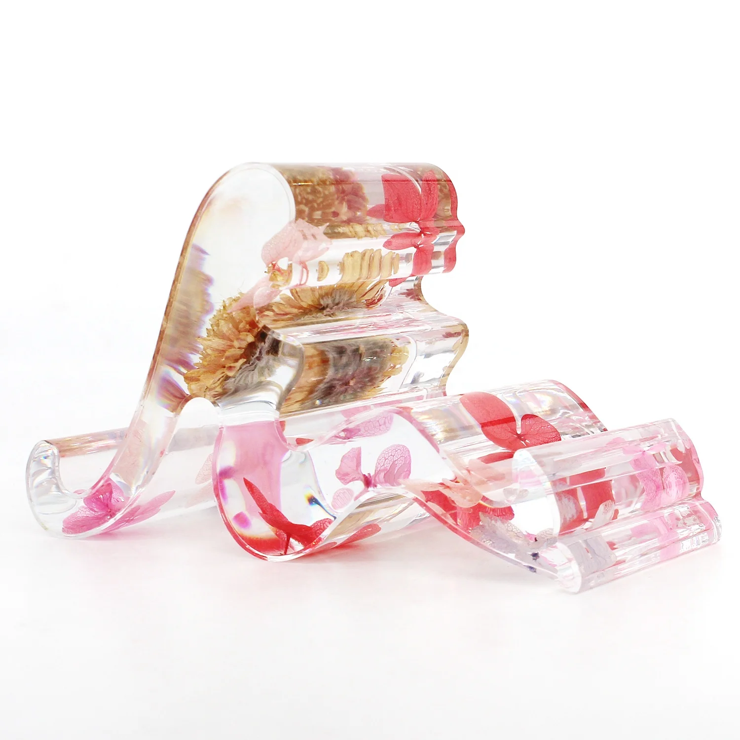 2023 New Product resin phone holder stand mobile cell  phone smartphone model with bugs insect flower resin crafts Novelty