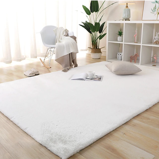 Washable Ultra Soft solid color Faux Fur Rug Shaggy Faux Rabbit Fur Carpet for Bedroom Dining Room Living Room