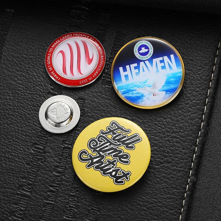 China Factory Iron Zinc Alloy Metal Button Badges Promotional Custom Pin Maker Epoxy Uv Printing Pin With Clasp Or Magnet Back