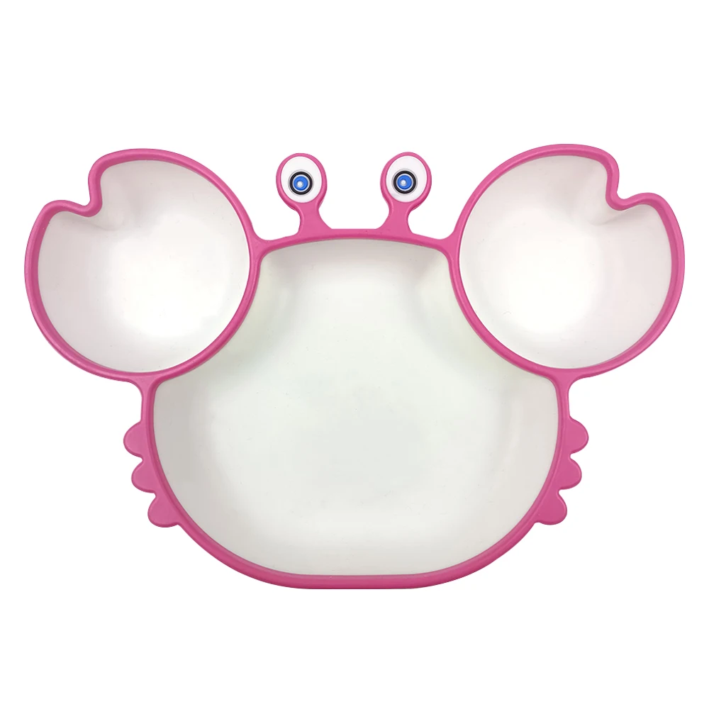 Crab Shape Silicone Baby Plate Feeding Bowl Set Strong Suction Tableware Divided Plate For Kids Microwave Dishwasher Safe
