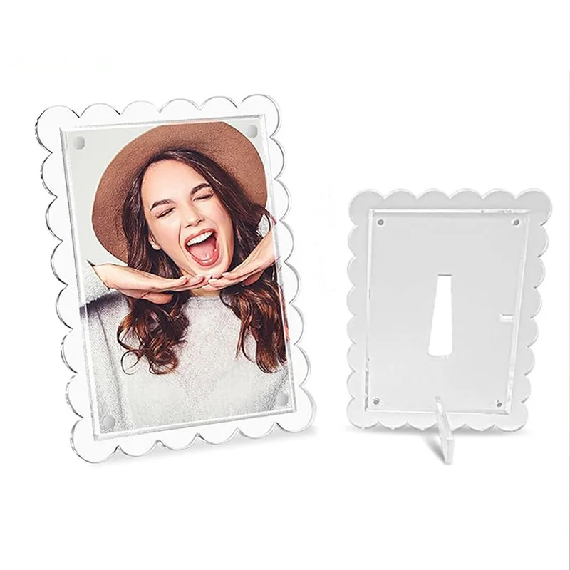 Factory Wholesale Luxury Clear Picture Frame Acrylic Magnetic Photo Frame Home Decor Favors Nursery Bedroom Tabletop Plastic