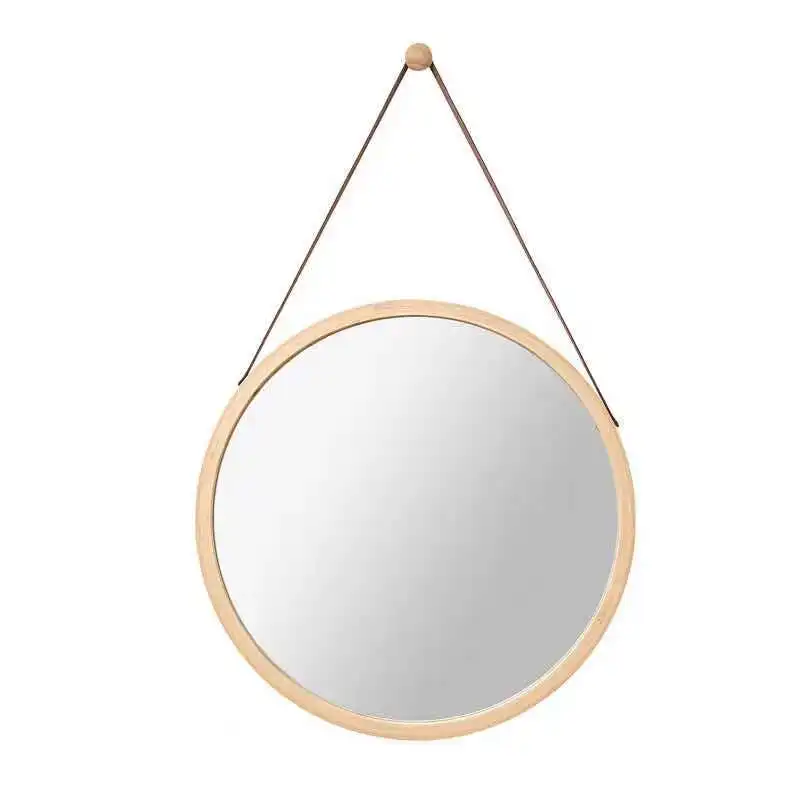 Wholesale Girls Bamboo Wood Frame Portable Makeup Hotel Bathroom Cosmetic Tabletop Mirror
