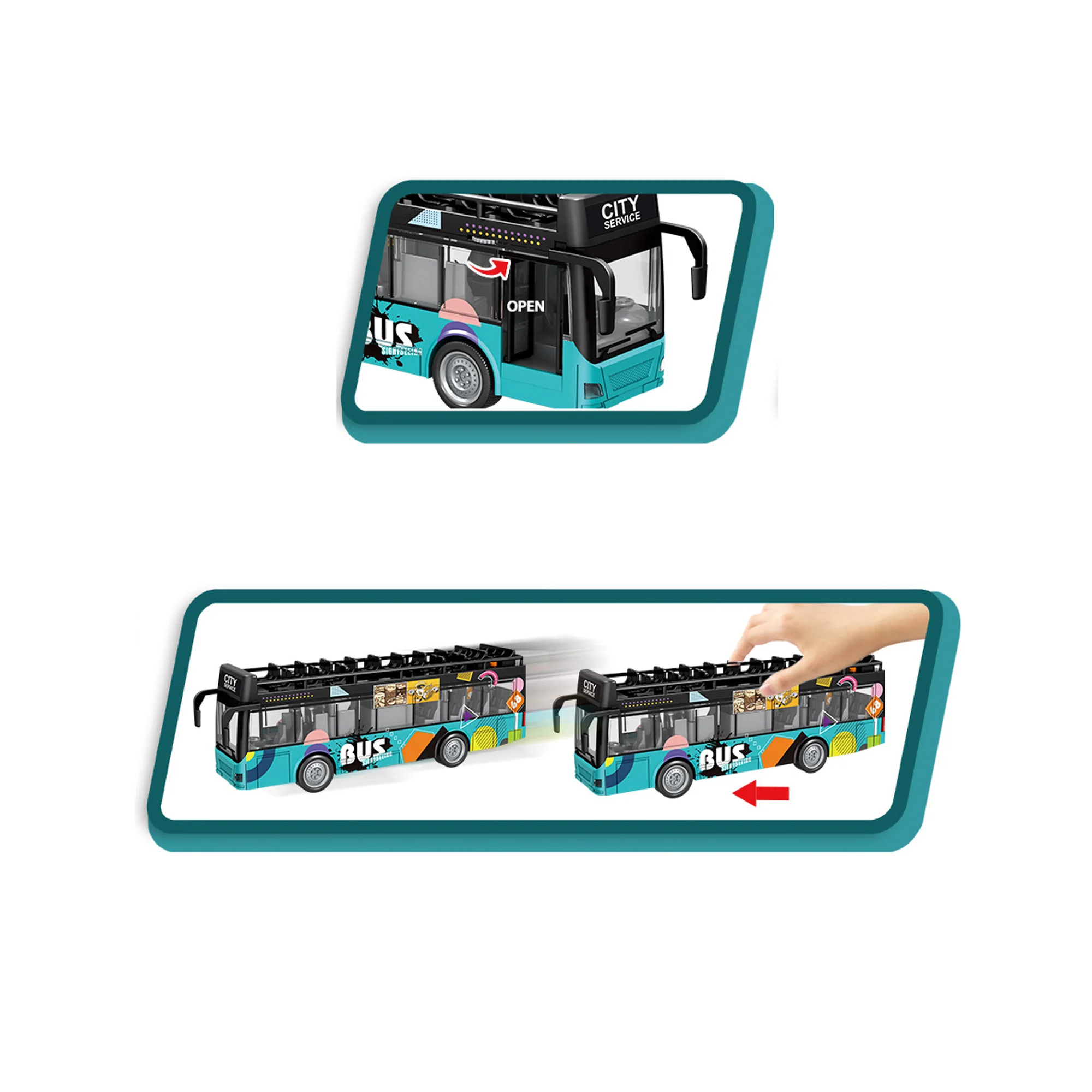 1:16 Double-Deck Urban Electric Dining Car Educational Toys for Kids