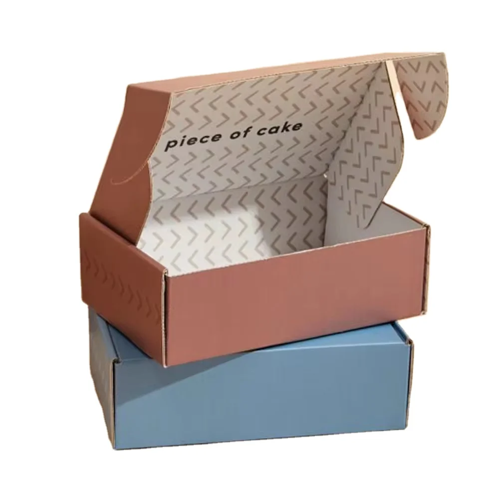 Custom label degradable environmental print ear lock rigid corrugated cardboard paper packaging mail postal shipping box