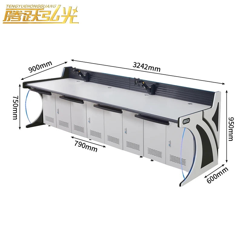 Four workstation Y-type command center control console monitoring desk Conference  office furniture monitoring computer desk