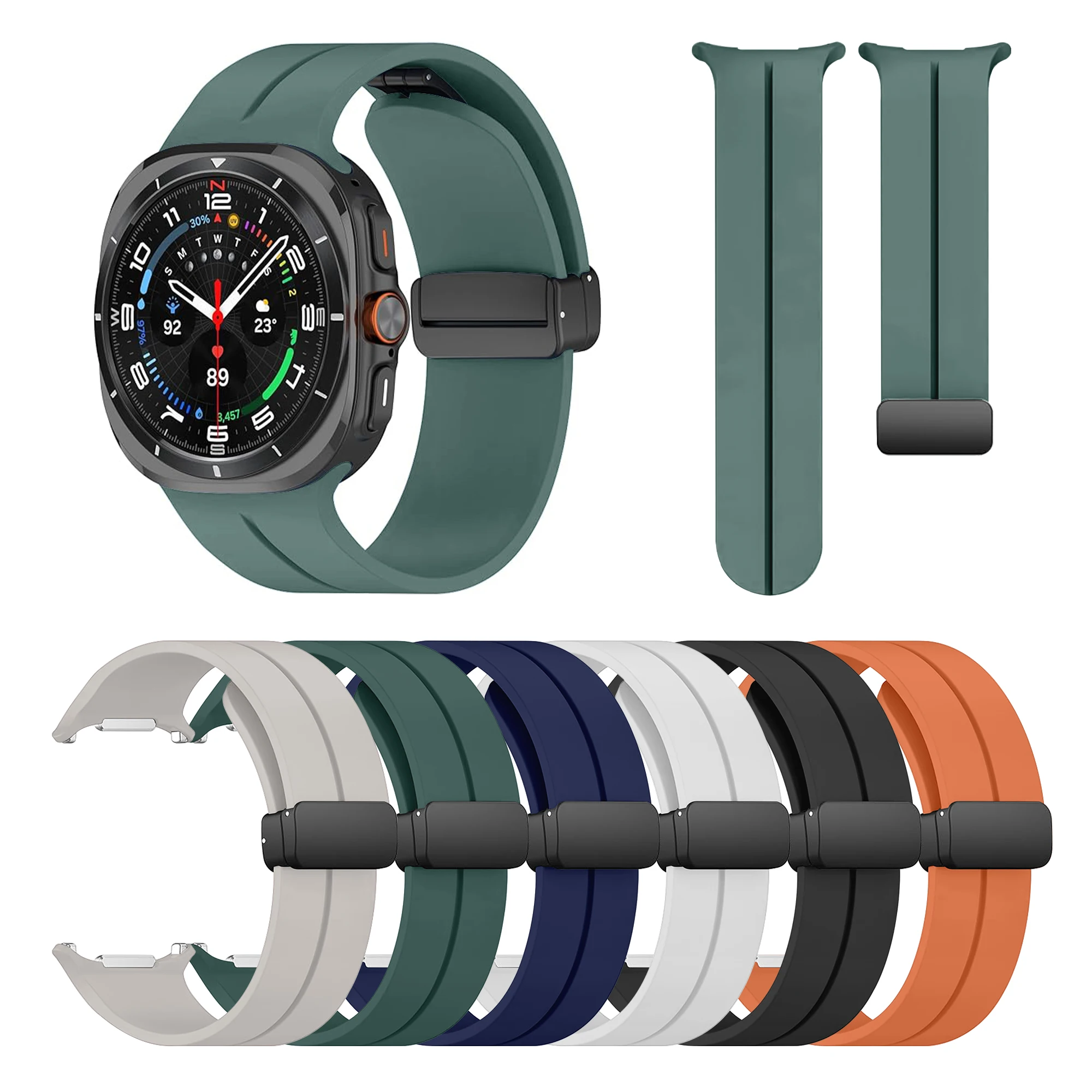 RYB For Samsung Galaxy Watch Ultra Watch Rubber Straps 22mm Sport Silicone Magnetic Breathable Waterproof  Unique Watch Bands