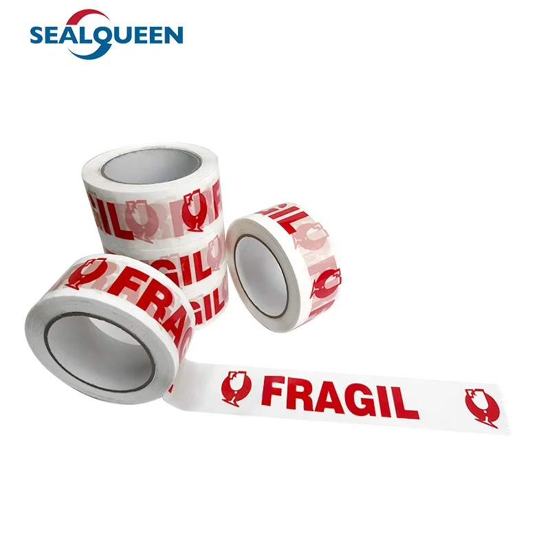 Ready To Ship Waterproof Warning  Packing Adhesive Bopp Tape White Red FRAGILE Tape