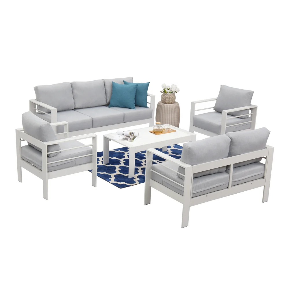 Luxury A 3-seat Conversation Sofa with Cushions Outdoor Aluminum Sofa Furniture for Patio Usage
