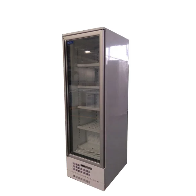 Supermarket Commercial Vertical Plug In Upright Glass Door Cold Energy Drink Beverage Display Refrigerator Freezer