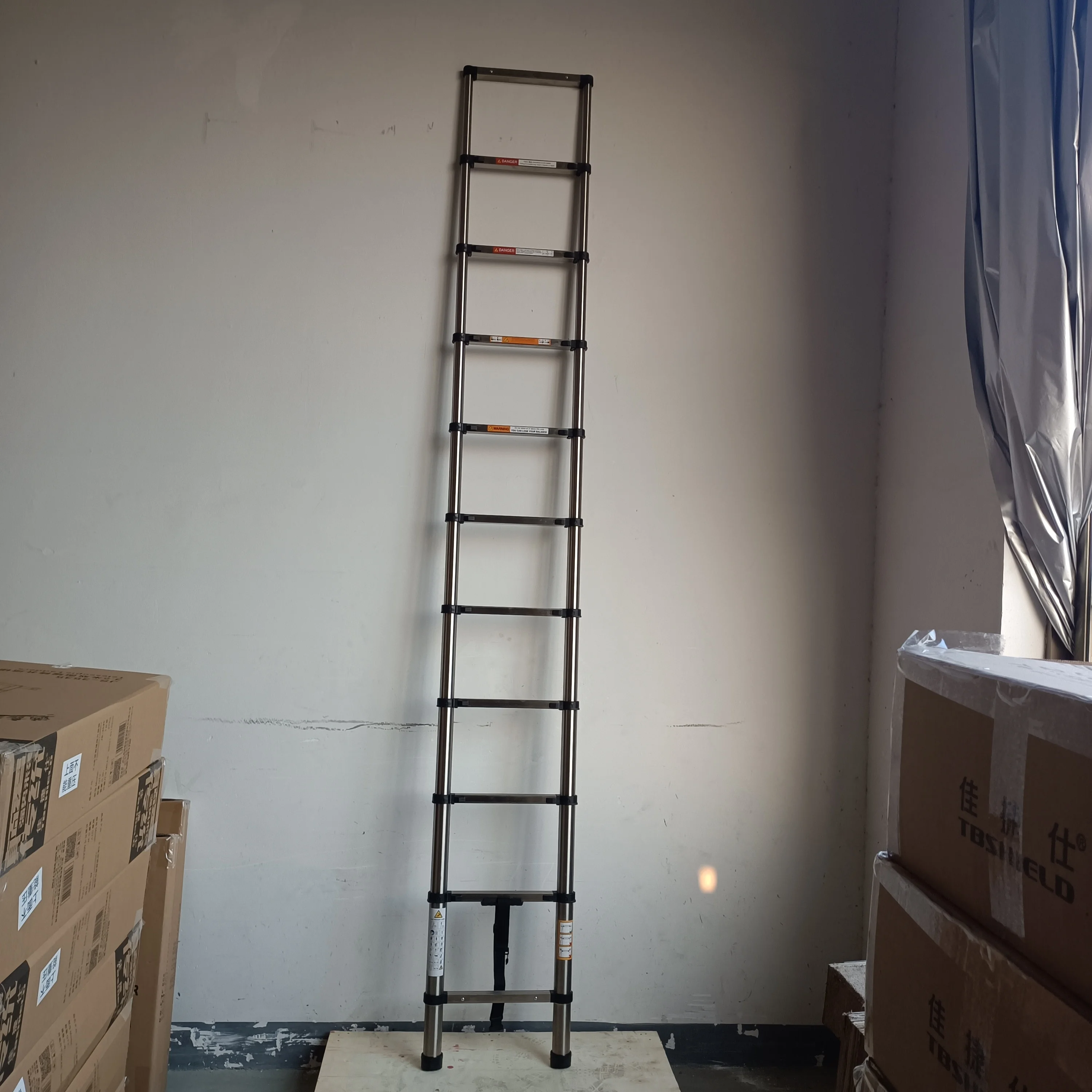 high quality new material 3.2 m stainless steel telescopic ladder ladders steel ladders