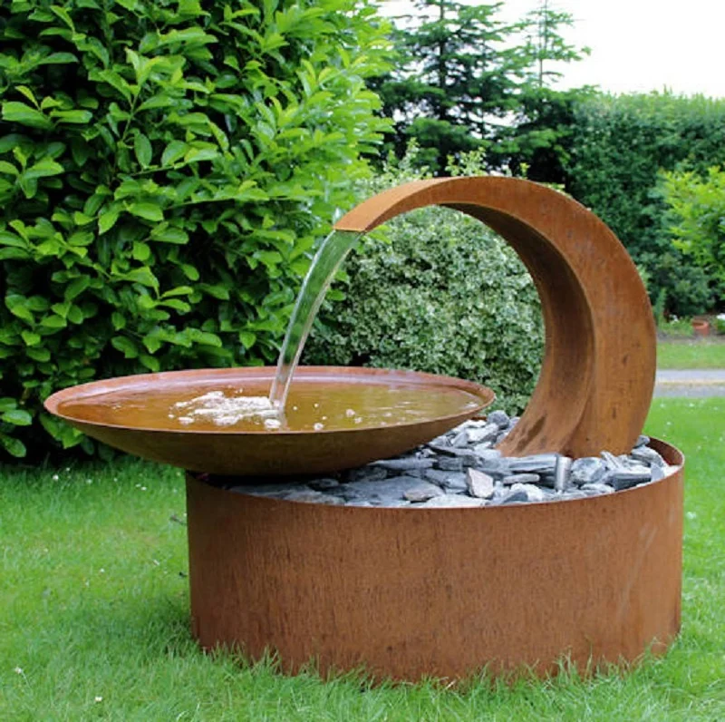110cm CORTEN steel water bowl decorative garden fountain/waterfall