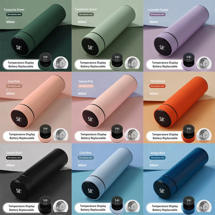 Water Bottle with LED Temperature Display Double Walled Smart Tea Infuser Water Bottle Stainless Steel Thermal Cup Travel Mug