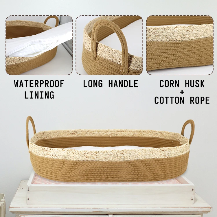 premium oval foldable nursery baby changing basket for the newborns