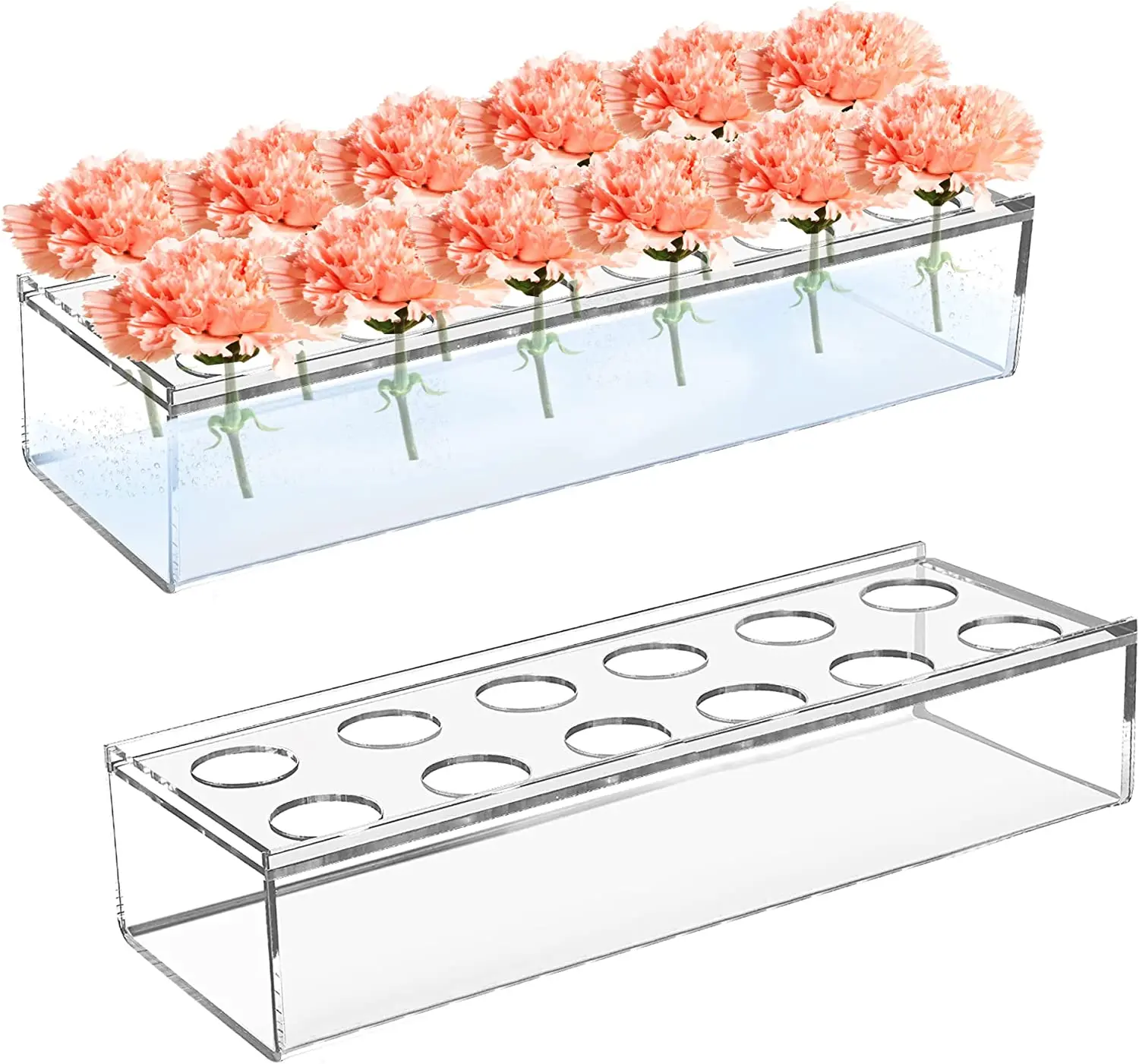 Clear Rectangular Acrylic Modern Vase Rose Floral Vases Flower Display Box For Centerpieces For Home Decor Weddings