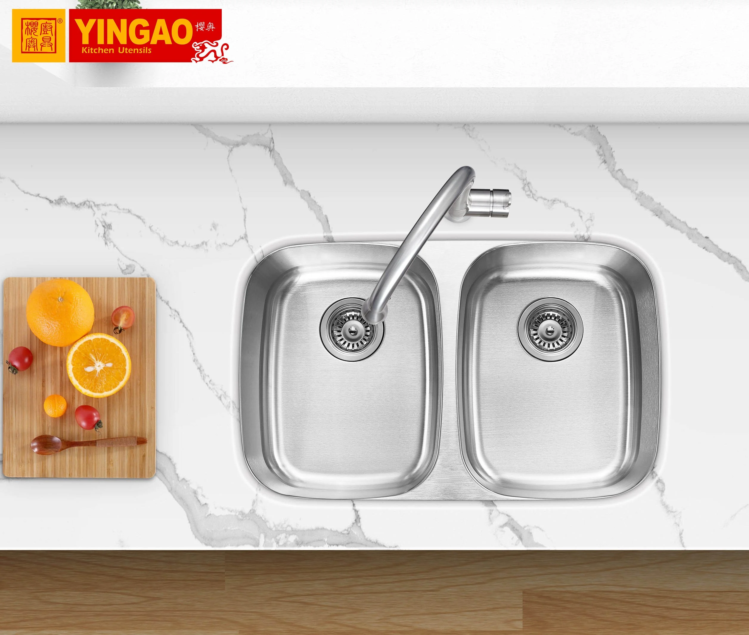 Hot sale low price sus304 double bowl stainless steel kitchen sink