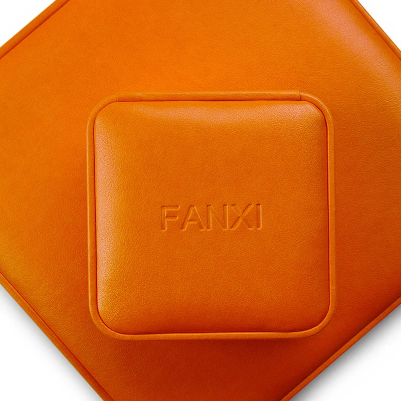  FANXI оптовая продажа Новое поступление Высококачественная коробка для упаковки ювелирных изделий кольцо ожерелье коробки оранжевого цвета из искусственной