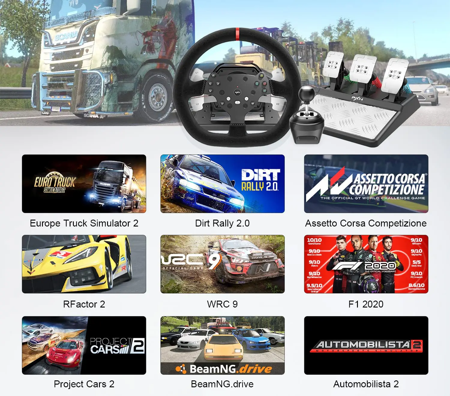 PXN V10 next level playstation steering wheel force feedback driving racing game simulator for ps4, xbox series x, pc