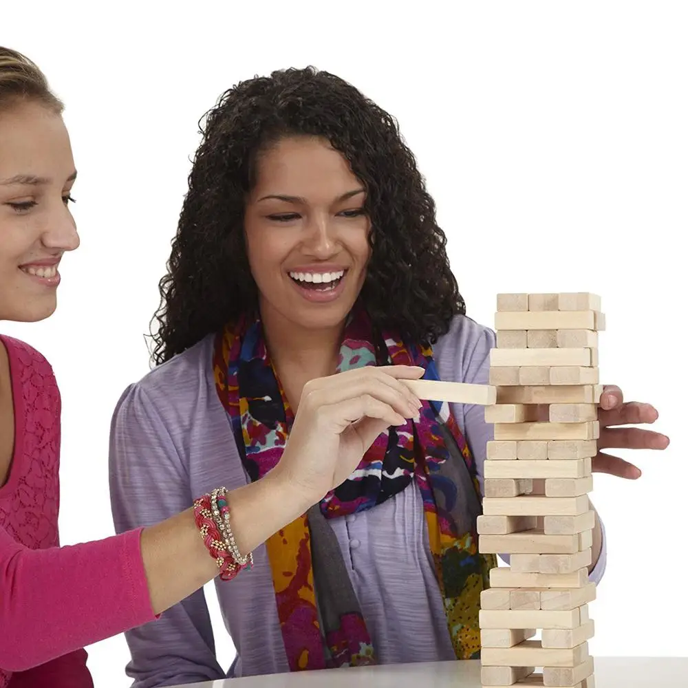 Wholesale Custom Logo Wooden Classic Mini Tower Game Toy 54 Hardwood Blocks Wood Craft for Kids