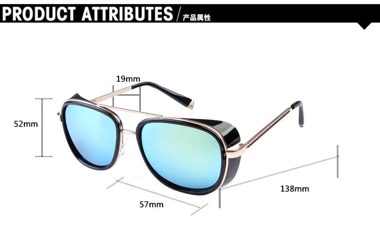 2020 Oculos Gafas de sol Fashion Metal Frame Square Aviation Iron Man Tony Stark Steampunk Sun Glasses Sunglasses 2019