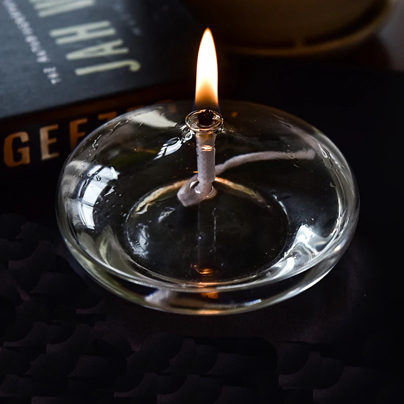 Classic Home Lighting Clear Borosilicate Glass Oblate Kerosene Lantern Vintage Oil Lamps for Indoor Decor Use