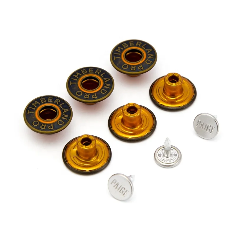 YHG Factory Supplies Classic Design Hole Plating Metal Botones Jeans Button with Rivets for Coat Jacket