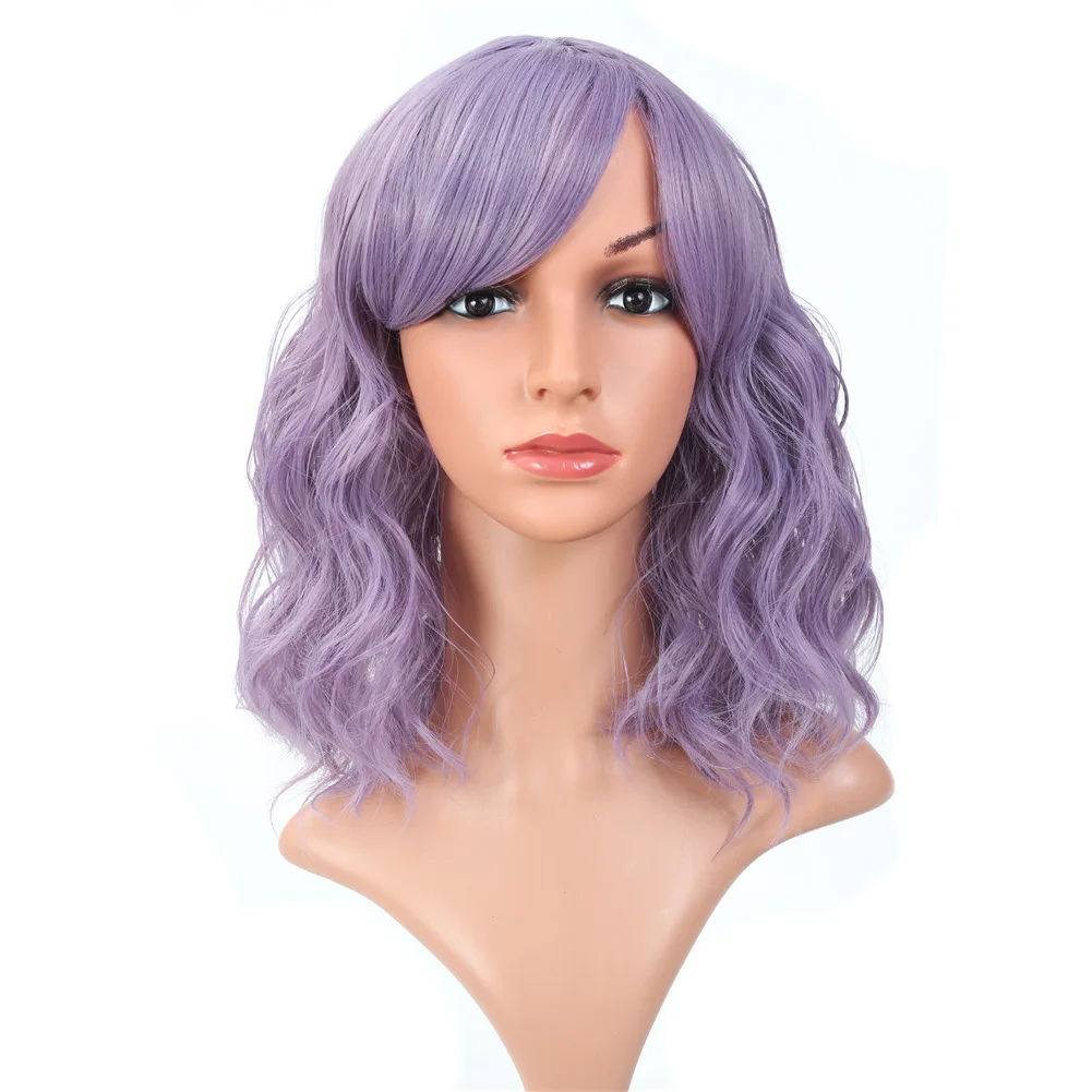
 Women Wigs Smoked purple Long Curls Part High Temperature Silk Hair  