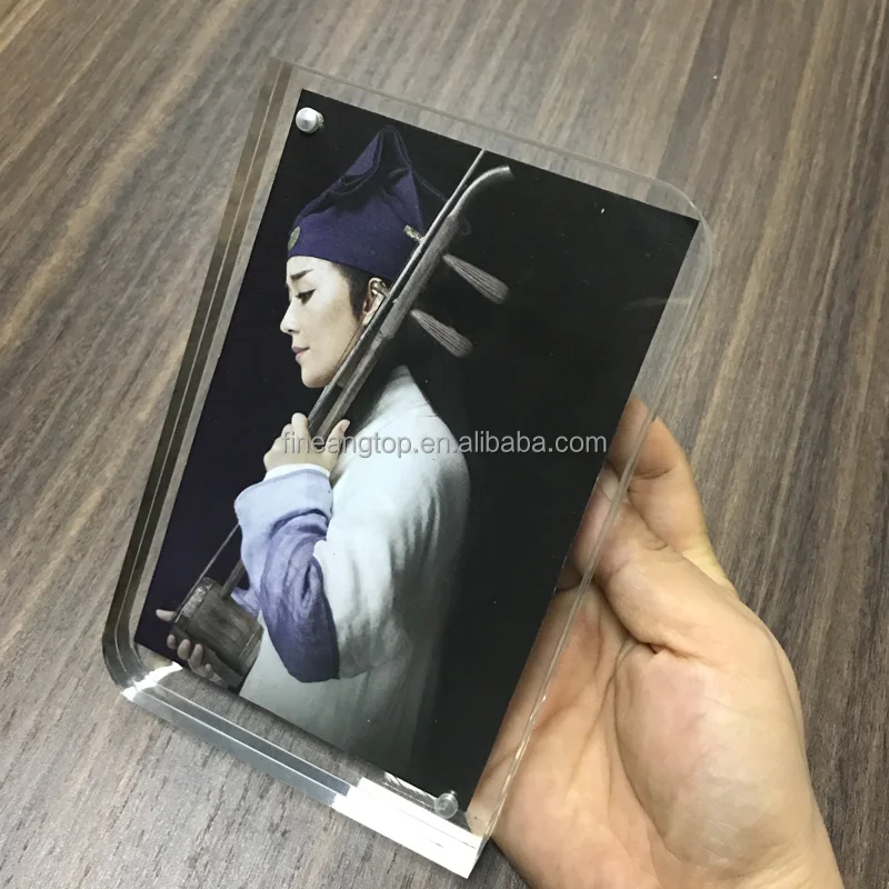 Clear Blank Acrylic Photo Frame Tabletop Magnet Picture Frame Double Sied Thick Freestanding Picture Block Christmas Gift