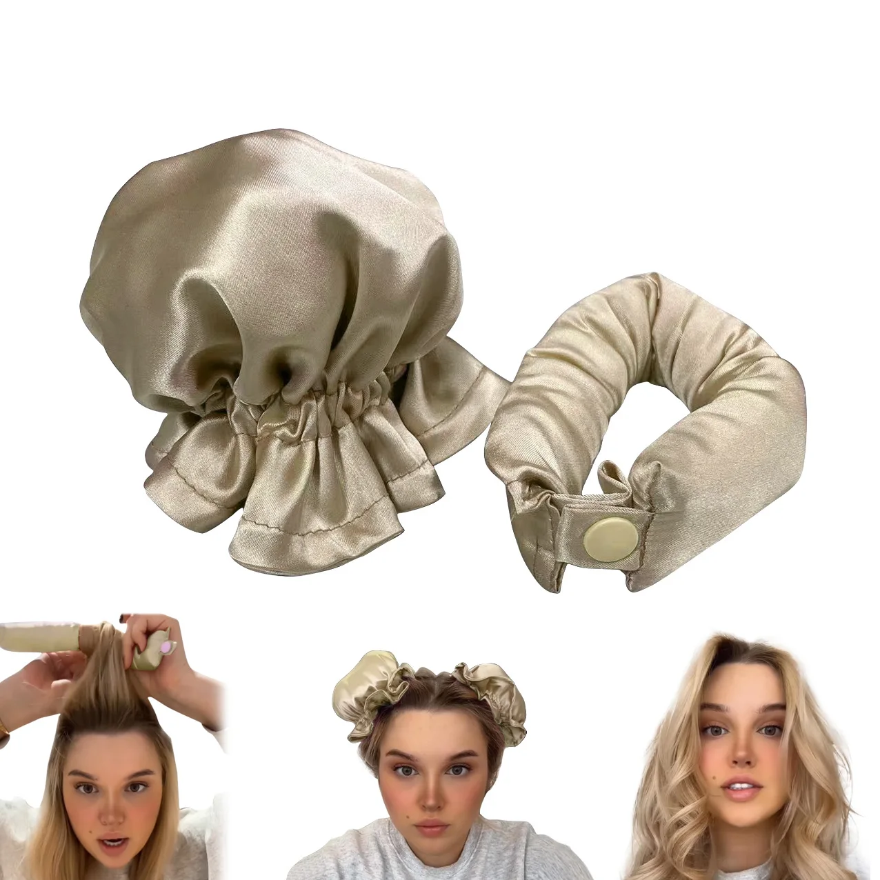 2023 NEW Design Heatless Hair Curlers No Heat Hair Rollers  Curls Headband Sleep In with silk hair hat