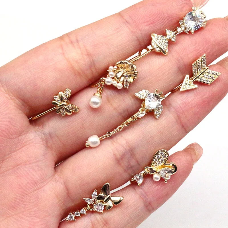 Gaby new arrive butterfly heart design dangle clip on faux nose ring cuff  nose cuffs  nose ring non piercing jewelry