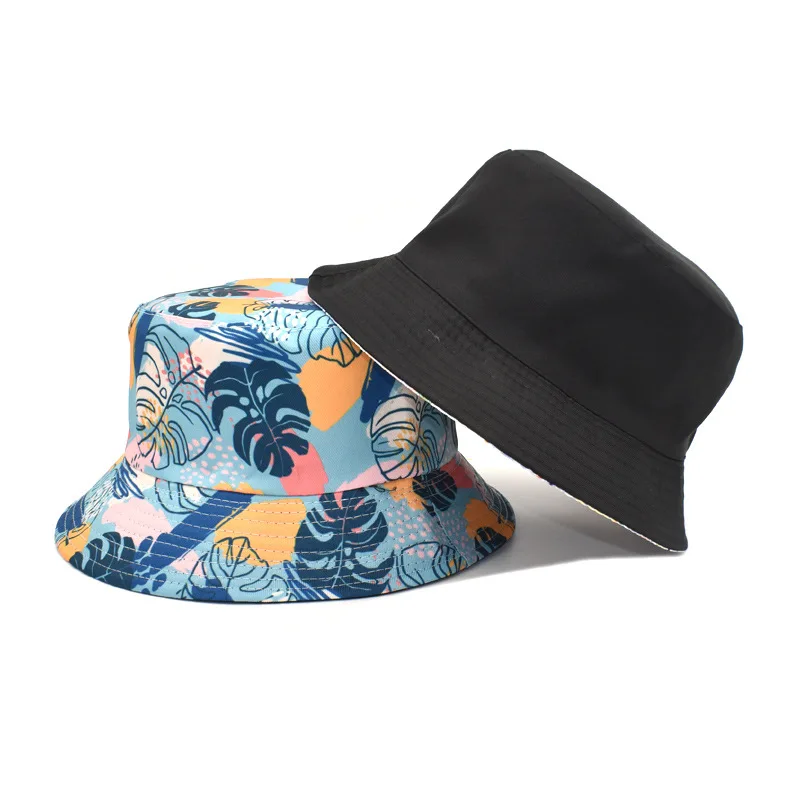 2022 Summer Fashion Cotton Reversible Bucket Hat Custom Print Floral Caps Tropical Hats With Custom Logo With Custom Logo For Ho