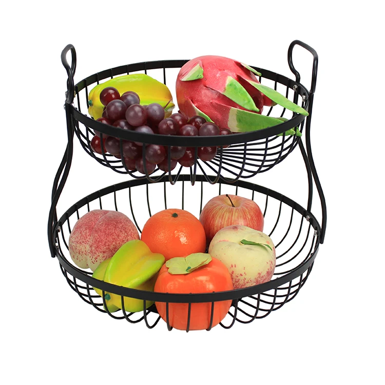
kitchen storage 2 tier nordic metal fruit basket vegetable wire fruit basket 