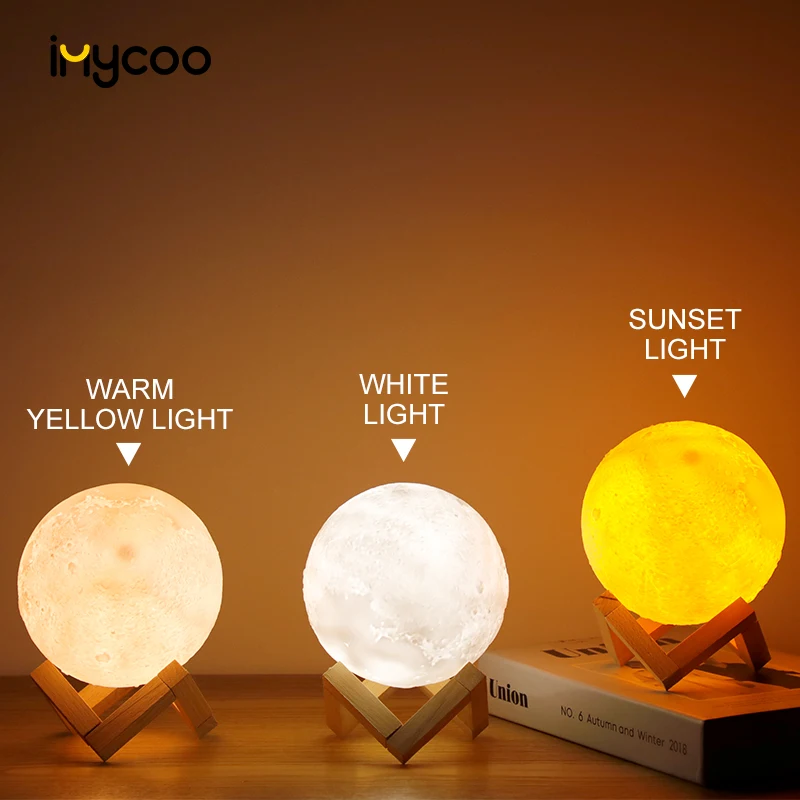 IMYCOO Best Seller Rechargeable Table 3D Moon Led Night Light For Home Custom Logo Mini Sunset Decoration Lamp For Bedroom