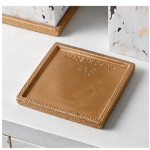 Wholesale Gold And White Marble Effect Cement Square Flower Pot