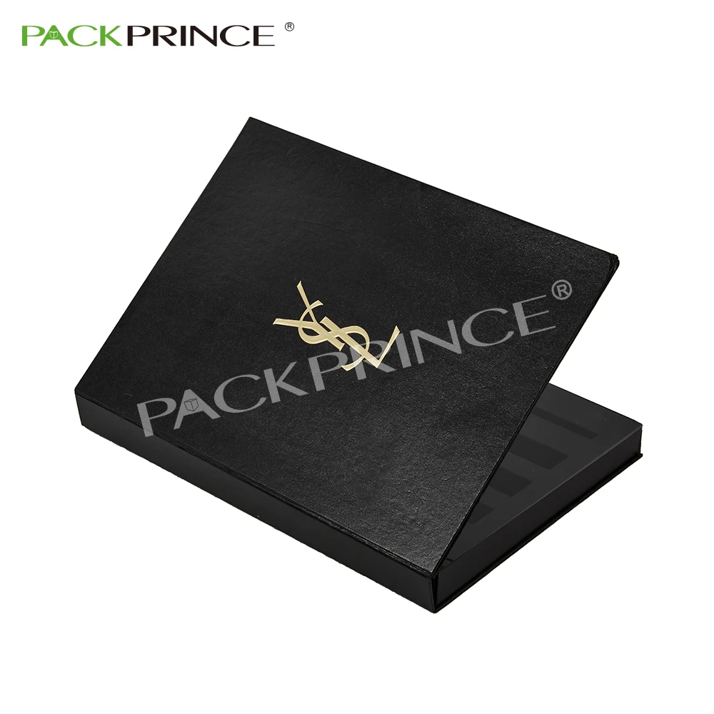 Famous Brand Cardboard Cosmetic Lipstick Lipgloss Empty Packaging Kit Black Matt Gift Paper Box With Mirror