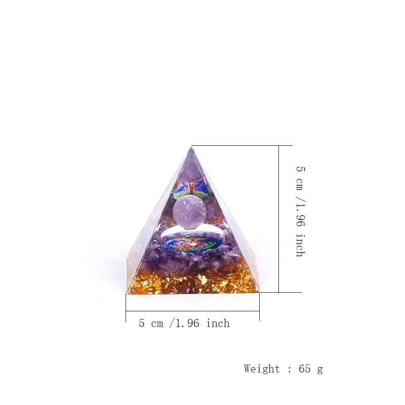 Hot Sale Orgonite Pyramids Resin Handmade Energy Generator Healing Chips Stone Crafts Meditation Crystal Pyramid